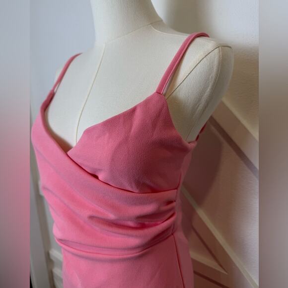 NWOT Lulus Pink Impeccable Essence Pink Surplice Tiered Mini Dress Size Small - Picture 4 of 14